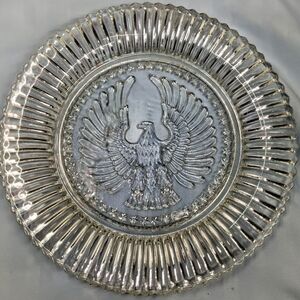 Anchor Hocking 1940s Stars And Stripes Pattern Eagle Salad Plate, Clear Glass